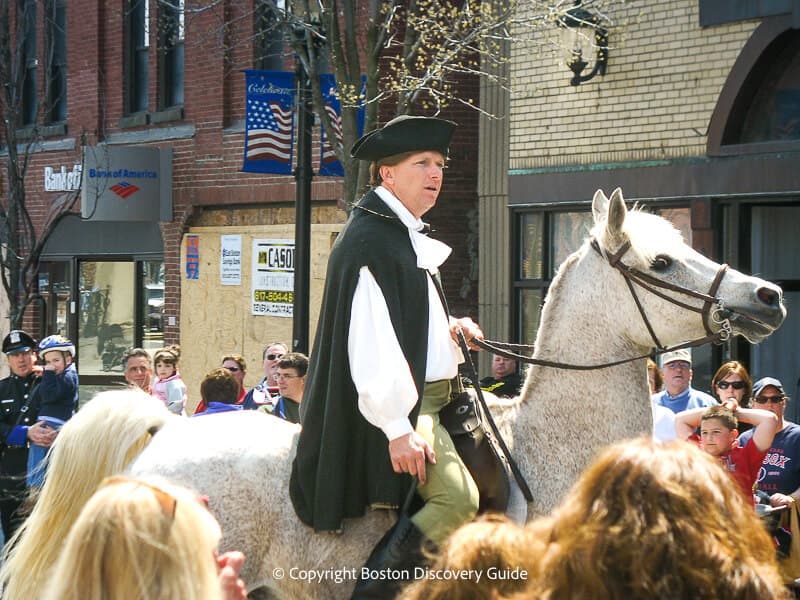 Reenactment of Paul Revere's stop in Medford on his ride to Concord Reenactment of Paul Revere's stop in Medford on his ride to Concord