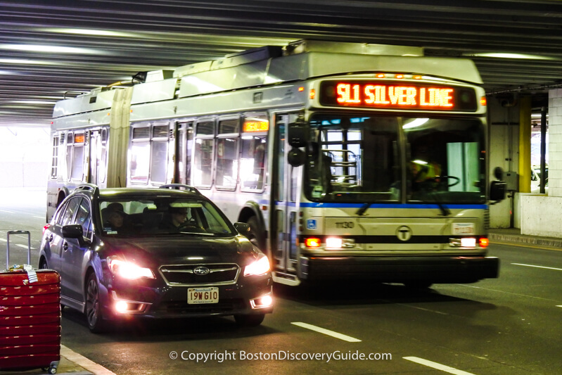 Silver Line bus at Logan Airport Silver Line bus at Logan Airport